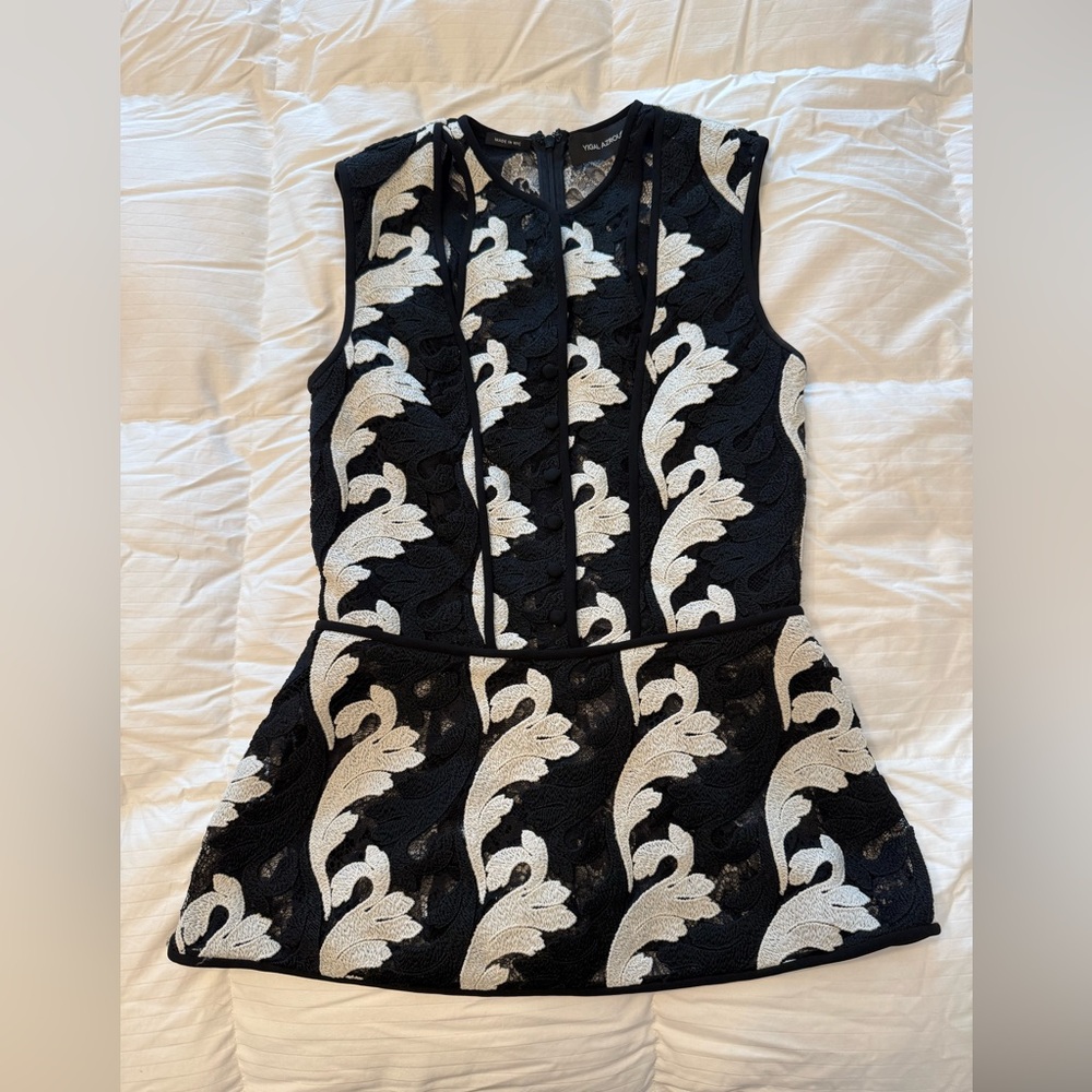 Yigal Azrouel Black and White Floral Blouse